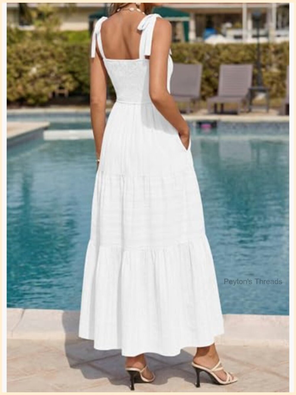 Smocked Spaghetti Strap Maxi Dress with Pockets - Picture 3 of 7
